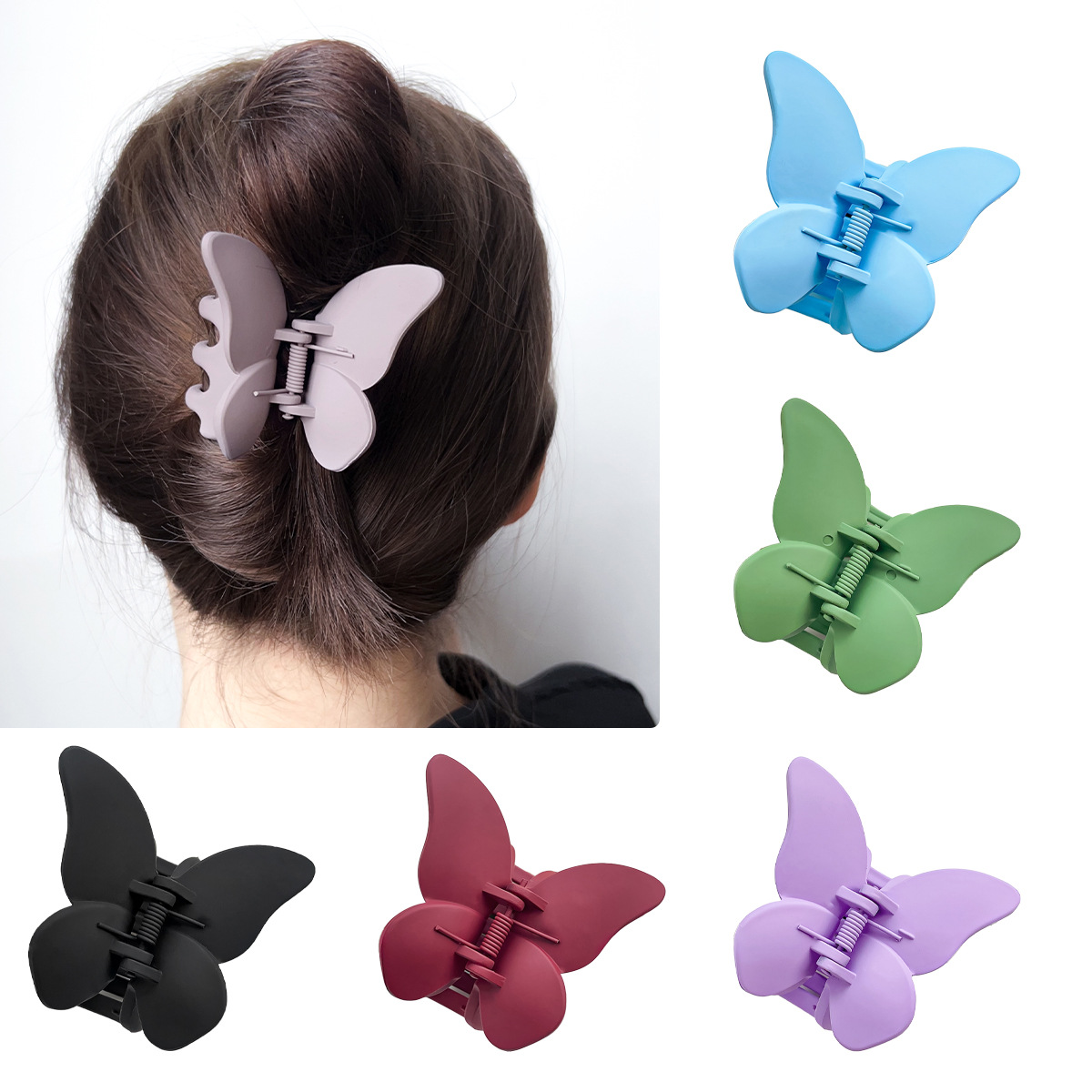 Amazon's best-selling frosted butterfly hairpin, women's back head bun hairpin, plastic hair clip, ponytail clip and shark clip wholesale details Picture
