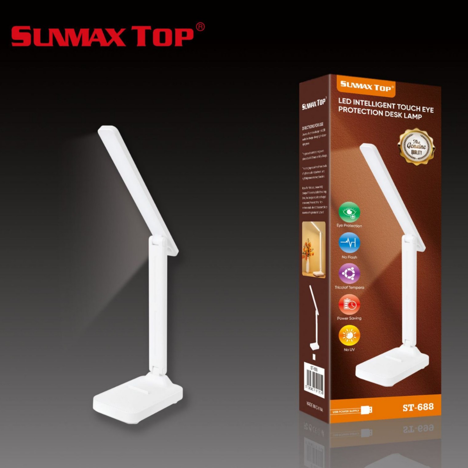Charging desk lamp, LED eye-protecting lamp, touch switch, student dormitory charging study lamp, folding gift lamp