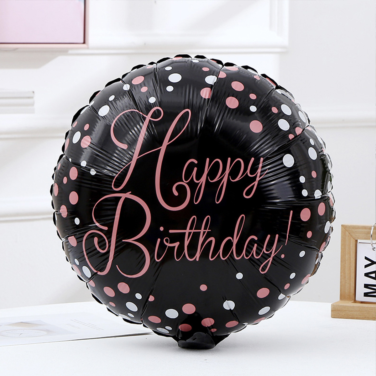Cross-border English 18-inch round balloon aluminum film balloon powder blue birthday party balloon decoration and arrangement can float in the air details Picture