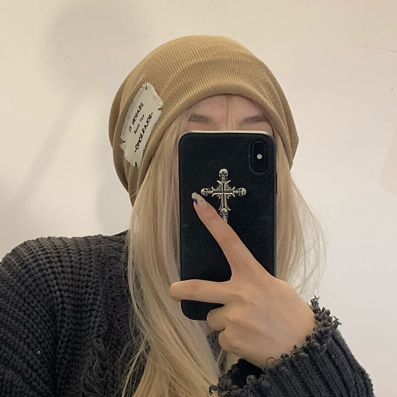 Japanese-style hats, women's patchwork pile hats, Korean summer knitted cold hats, pullover hats, headscarf hats, men's fisherman hats details Picture