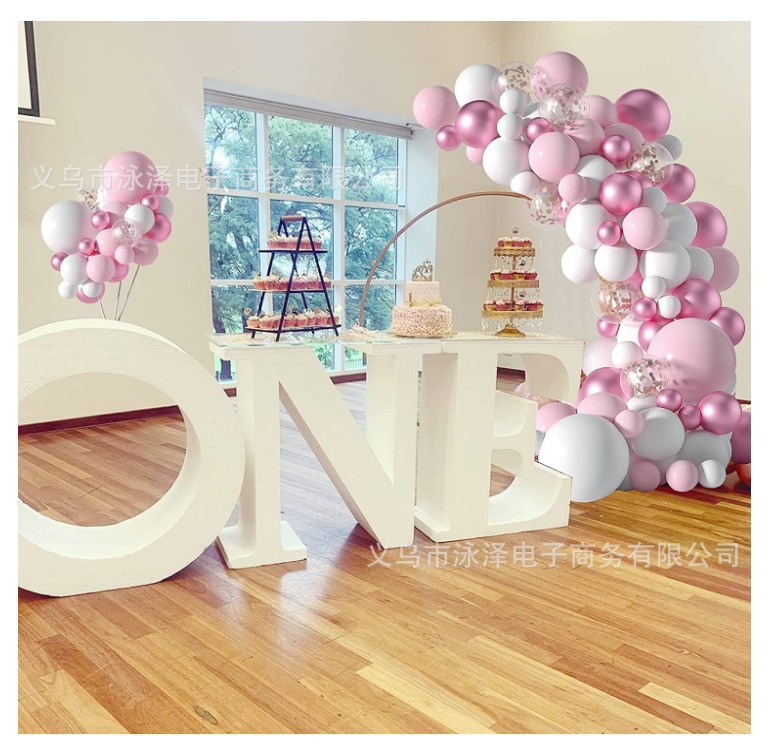 Cross border pink and white metallic pink balloon suit Yameun sequined balloon suit party layout wedding Application Scenario