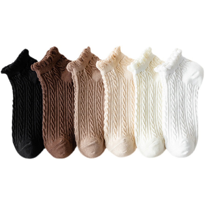 23 Summer New Socks Women Spring Summer Thin Boat Socks Wooden Ear Lace Lovely Japanese Students Low Top Bubble Mouth Socks Jk Item Picture