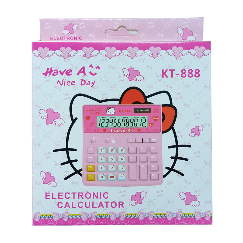 猫咪计算器 粉红色女生可爱计算器 太阳能韩版卡通计算机定制logo详情图5