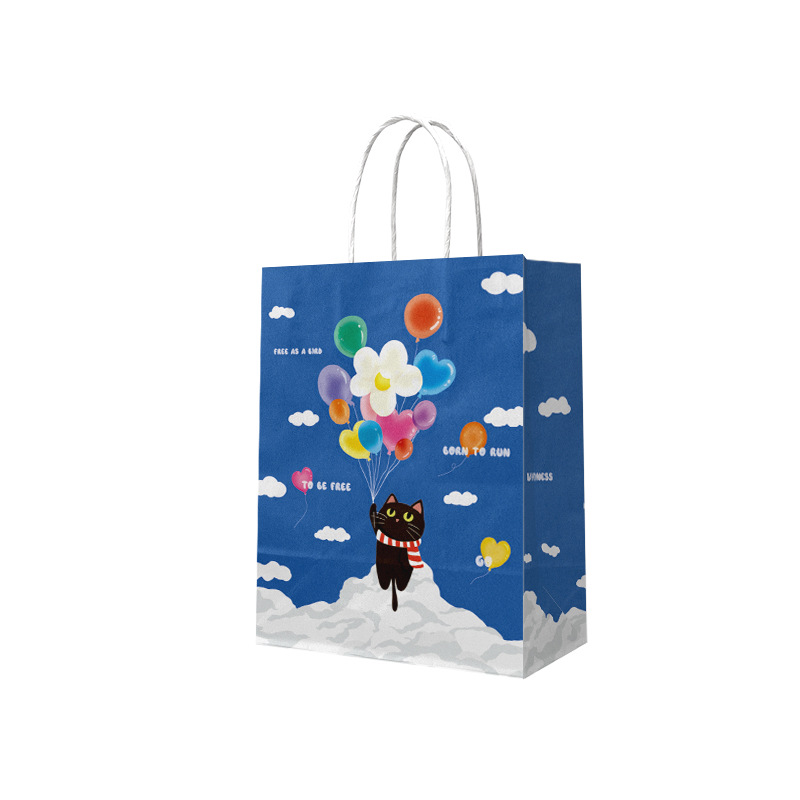 Bolsas de papel kraft bolsas de diseño para gatos globos bolsas de regalo de cumpleaños catering tostado café para llevar bolsas de embalaje Item Picture