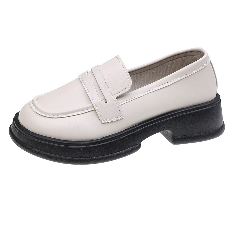 The new 2024 autumn collection of Japanese-style small leather shoes for women features a black thick-soled loafer with a British style, paired with a single jk uniform shoe Item Picture