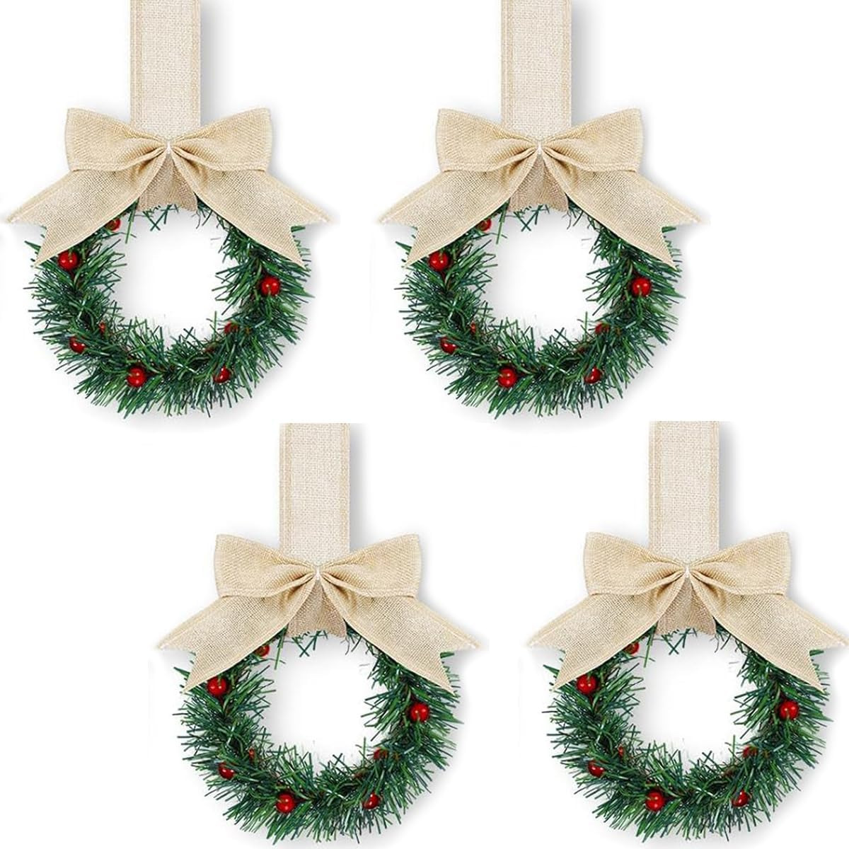 Cross-border new products: small flower rings, Christmas cabinet wreaths, ribbon mini Christmas wreaths, berry bow pendants Specification image
