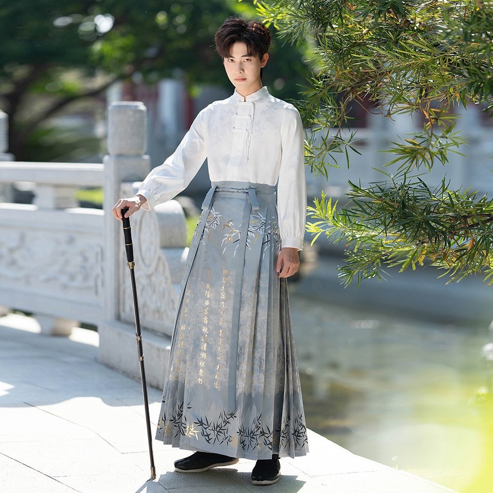 Chinese trend men's Zijin horse face skirt, ancient style new Chinese style couple style Hanfu, Chinese style student group purchase class uniform set Application Scenario