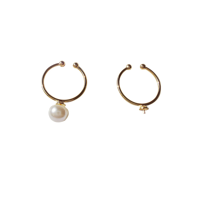 A new product of 14K gold-plated copper with real gold open semi-finished ring, a simple ring that can be attached with pearls, and a diy handmade accessory Item Picture