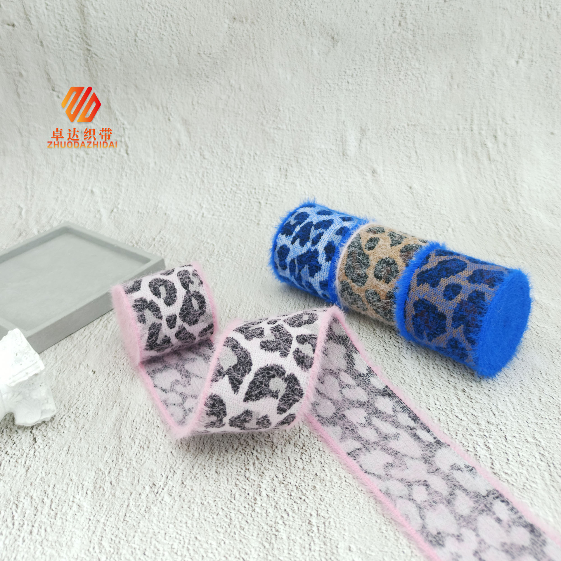 Wholesale Leopard Print Fashion Jacquard Elastic Velvet Imitation Rabbit Hair Skin Waist Decorative Elastic Ribbon Specification drawing