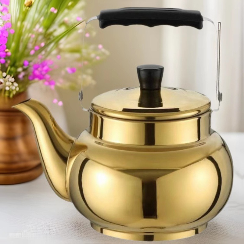 Stainless steel teapot, water bottle, gold with filter, commercial tea water bottle, handle with sound, gold water bottle, 3L water bottle details Picture