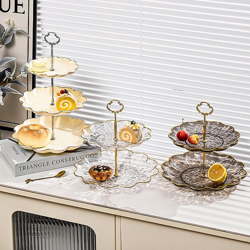 Fruit Tray Living Room Home Tea Table Multi-Layer Afternoon Tea Heart Cake Plate Dessert Front Desk Display Shelf Light Luxury