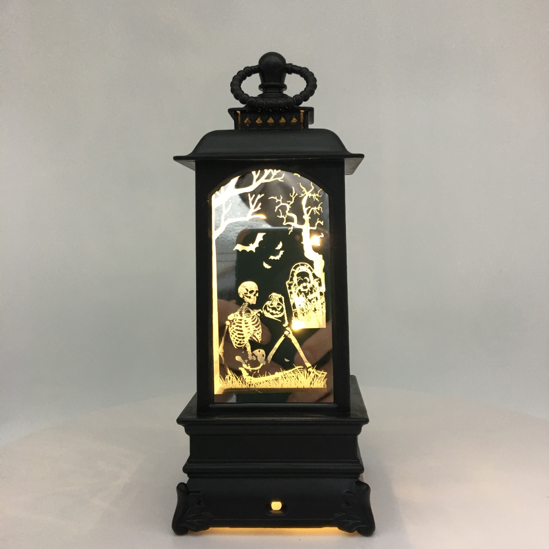 Halloween skeleton luminous decorative props, wind lanterns, flat wind lanterns, small oil lanterns, Ghost Festival decorative atmosphere props, electronic lights details Picture