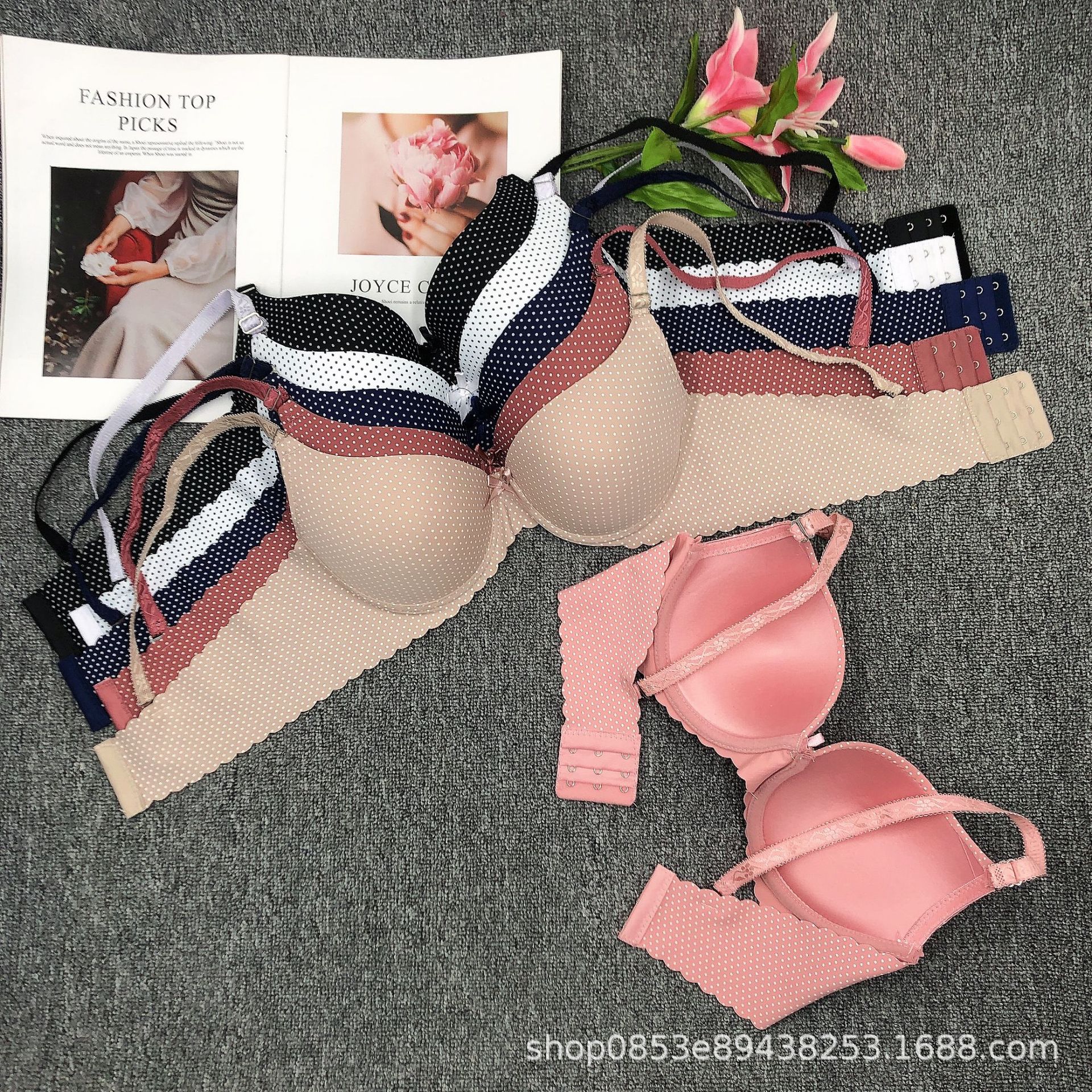 Foreign trade Traceless polka Dot spots classic underwear sleep adjustment bra gathered shockproof Breathable direct sales Japan Korea thumbnail
