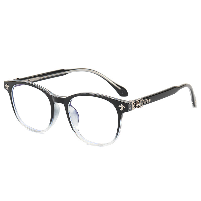 新款TR90眼镜金属平光镜 个性克罗芯镜腿复古眼镜框 防蓝光眼镜详情图5