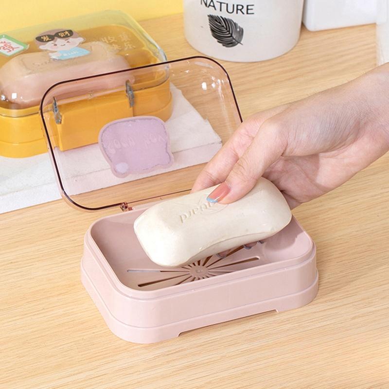A creative large-sized soap box with a lid for travel, portable student dormitory bathroom, flip lid, draining soap, clothing soap box