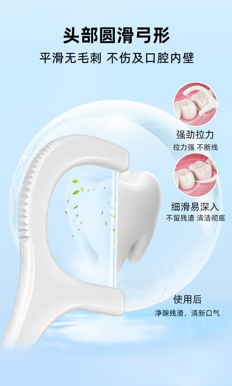 牙线50支盒装超细牙线棒 家庭装塑料牙签弓形 便携盒装剔牙线批发详情5