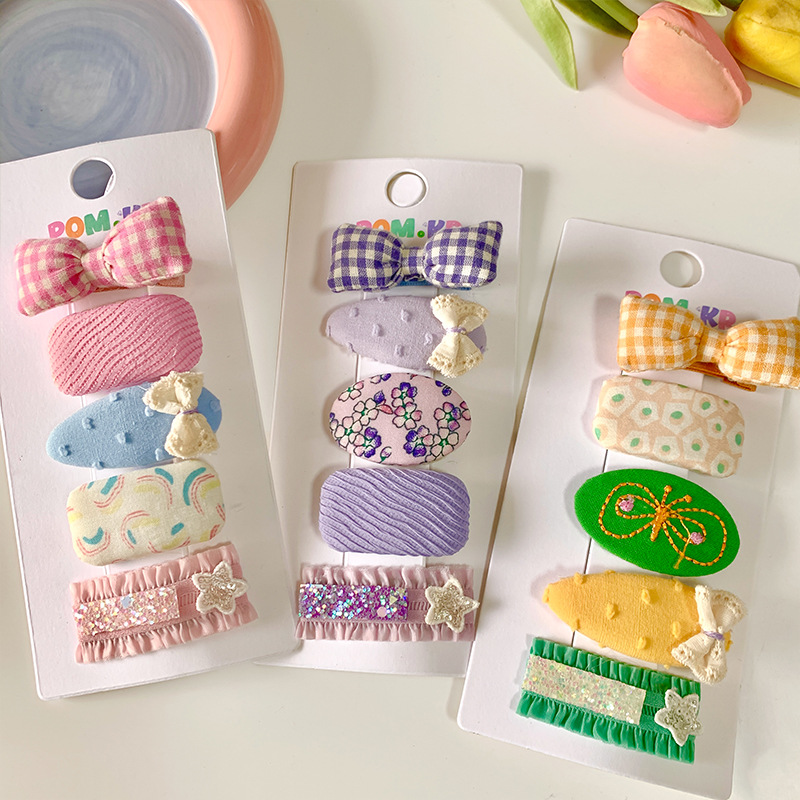 Korean Version Of The New Plaid Bow Children's Cloth Hair Clip Small Fresh Baby Floral Hair Card Girl Hair Clip Headwear details Picture
