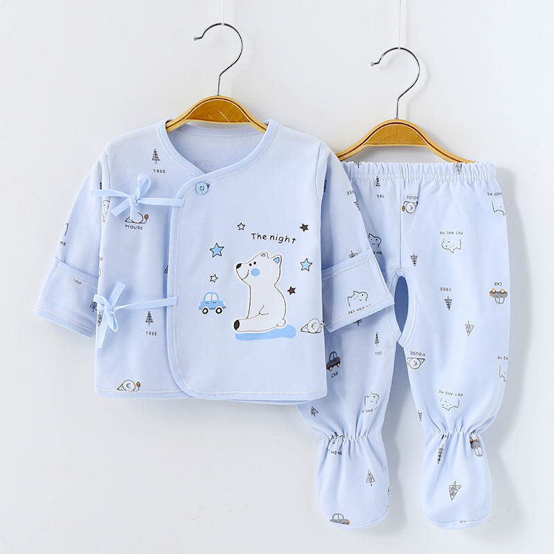 Newborn baby spring, autumn and summer separate foot coverings, 0-3 months old baby monk's clothes, pure cotton Specification image