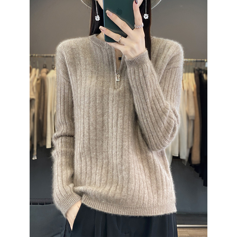 New autumn and winter round-neck wool sweater for women, short pullover, slimming, solid-color cashmere knitted thin layer sweater