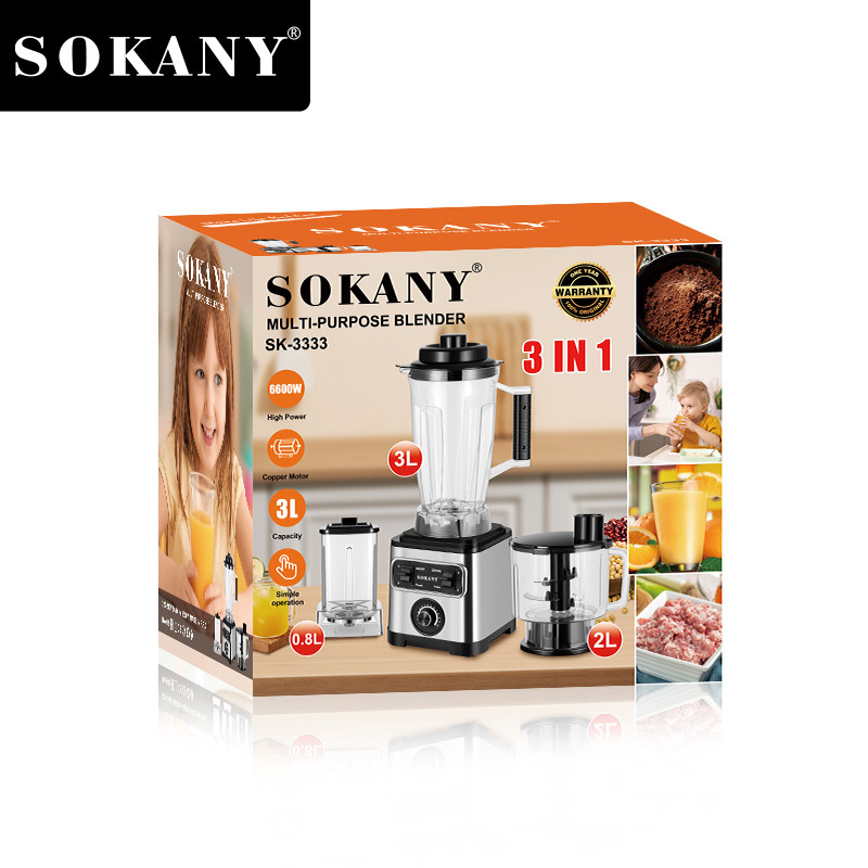 New SOKANY3333 blender, a household three-in-one meat grinder, bean grinder, ice crusher, food processor, juicer and blender Specification image