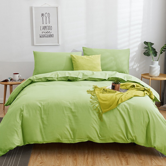 Pure Cotton Color Simple Twill Bed Cover Four-Piece Pure Cotton Plain Bed Sheet And Quilt Cover Bedding Replacement