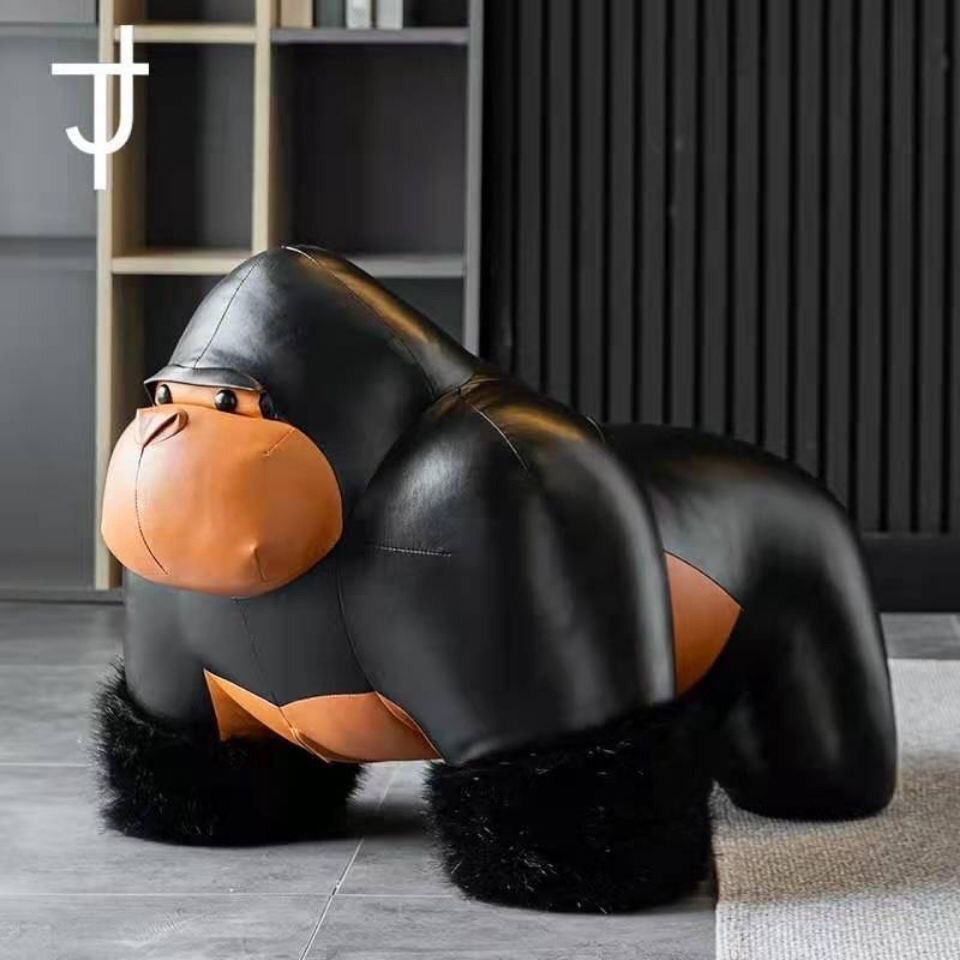 Internet celebrity creative gorilla stool home living room shoe seat cartoon cute animal sofa soft leather stool cartoon stool display stool full figure