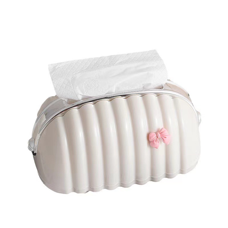 Shell tissue box, elastic table support, living room desktop, cute napkin, spring tissue box, high appearance level Item Picture