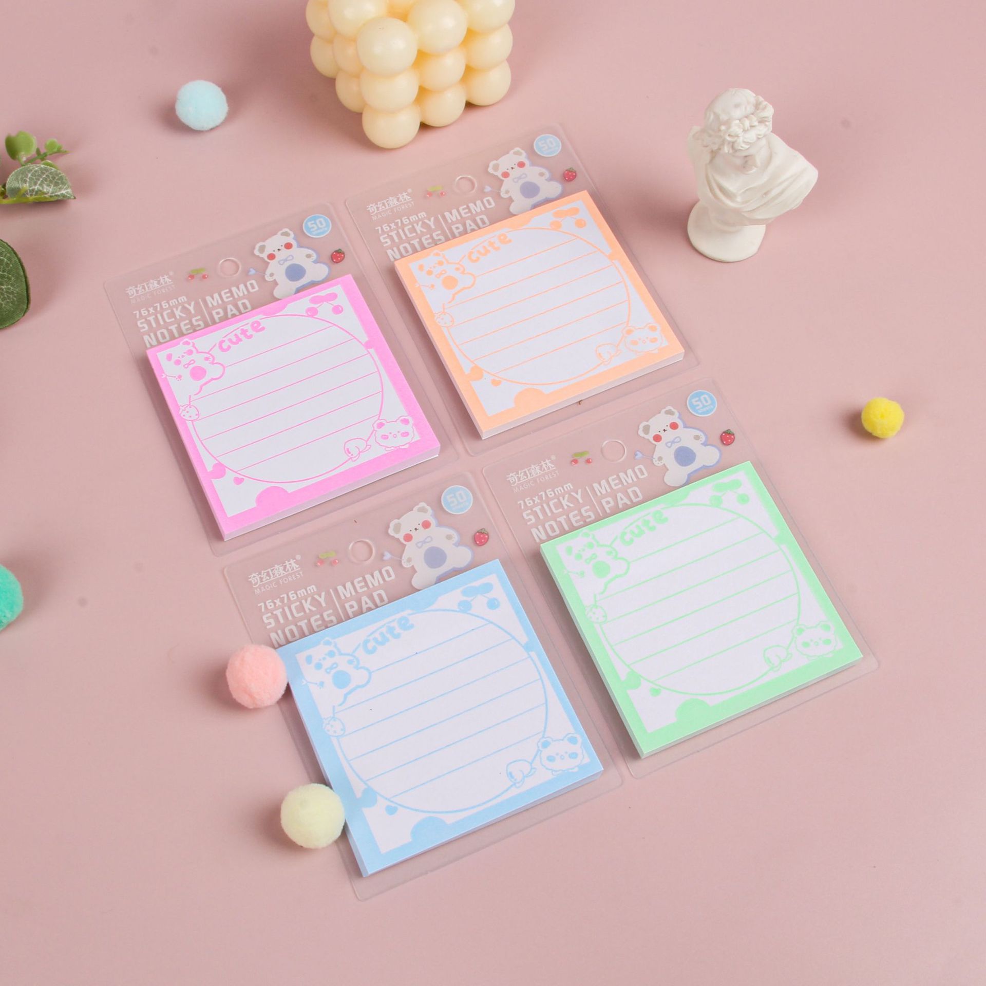 Colorful creative fluorescent sticky notes, advertising sticky notes, cartoon and cute N-time sticky notes, wholesale Specification image