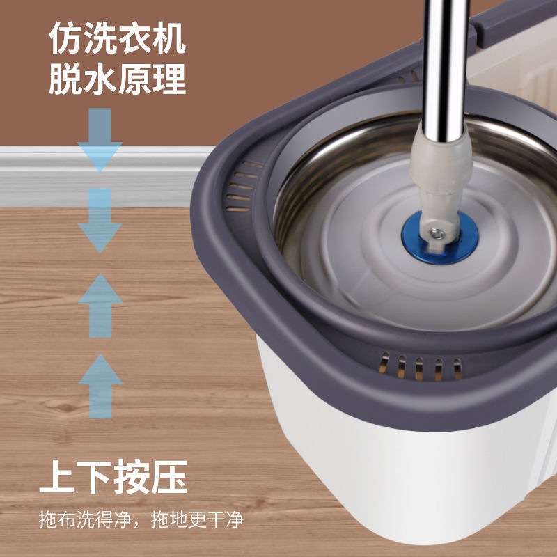 Rotary Mop Dry And Wet Hands-Free Mop Bucket Increase Thickening Household Rotary Mop Lazy Mop Bucket Wholesale details Picture