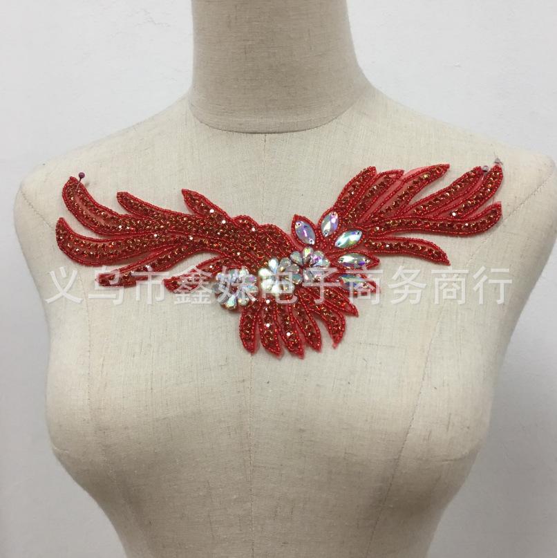 Diamond waistband, hand-sewn beaded wedding dress, evening gown, bag, back rubber belt Specification image