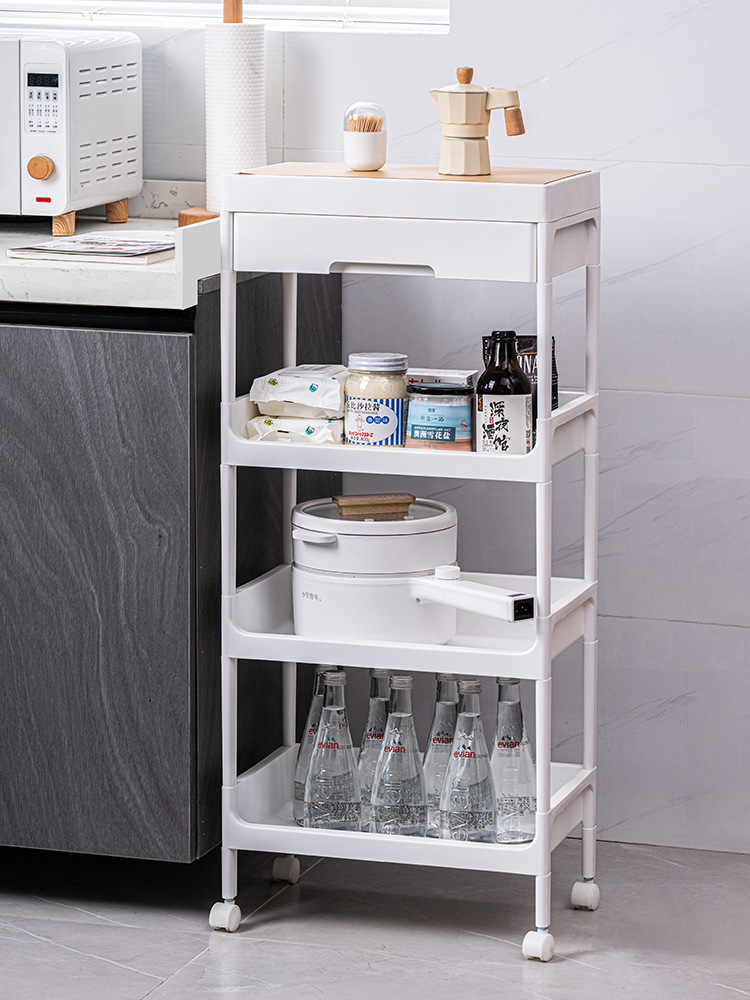 Japanese-style kitchen storage rack, floor-standing storage rack, mobile multi-layer trolley, bathroom drawer storage rack