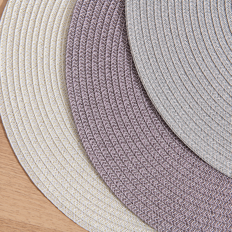 Nordic-Style Circular Woven Heat Insulation Pad, Home Decoration Mat, Cup Mat, Hotel Table, Western Plate Mat, Western Cup Mat Application Scenario