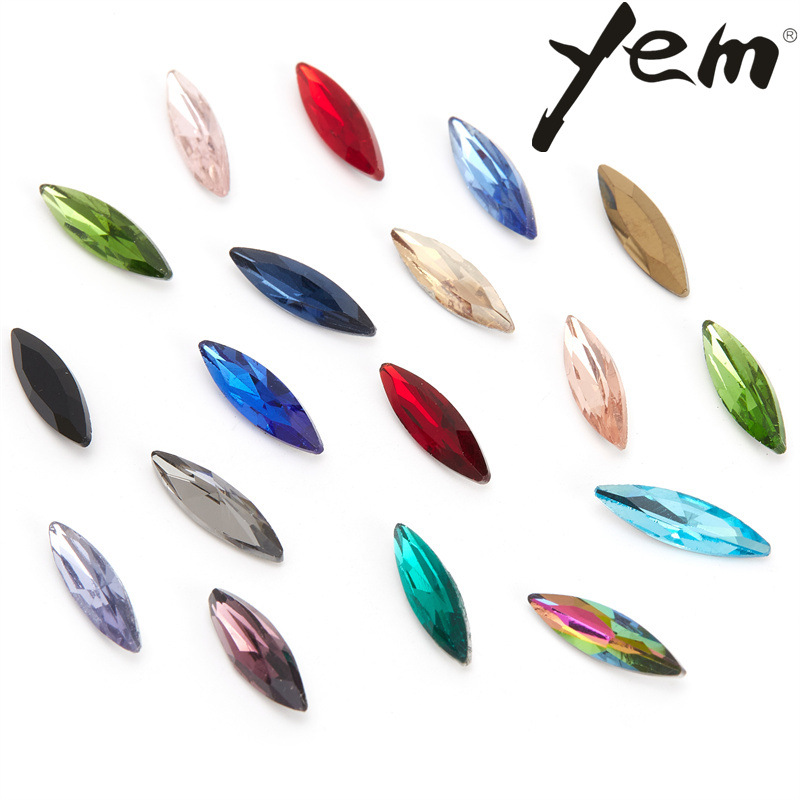 Factory direct sales of glass fine marquise-shaped crystal diamonds, DIY nail art flat necklaces, clothing accessories, ornaments and accessories