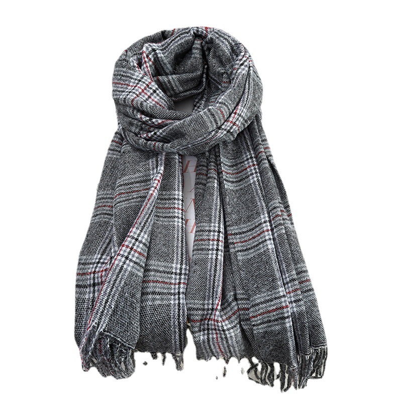 2022 Star Yang Mi With A Large Shawl Imitation Cashmere Scarf Plaid Lady Super Warm Thick Autumn And Winter Item Picture