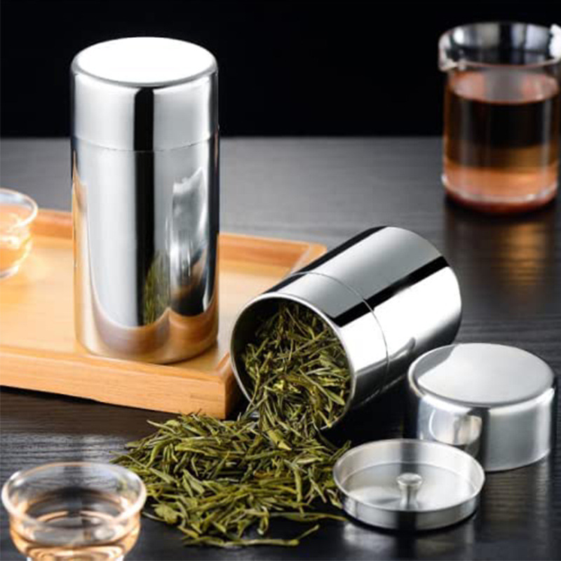 304不锈钢茶叶罐双盖密封茶罐茶叶通用罐便携式旅行杂粮罐密封罐