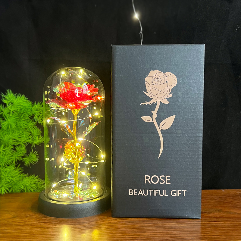 Valentine's Day gifts for your girlfriend: roses, night lights, LED lights, acrylic covered with gold foil, flower gift boxes, Christmas gifts