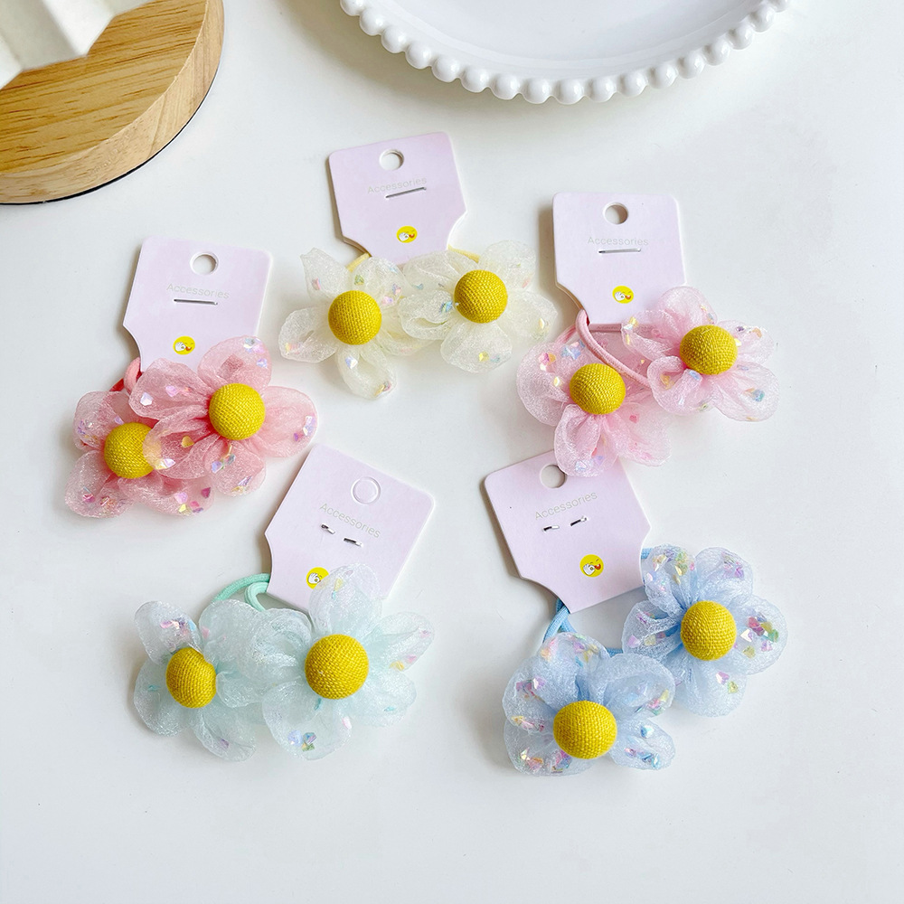 Cute Netting Children's Hair Tie Harmless Hair Tie Flower Leather Band Ponytail Holster Hair Tie Headpiece Hair Accessory