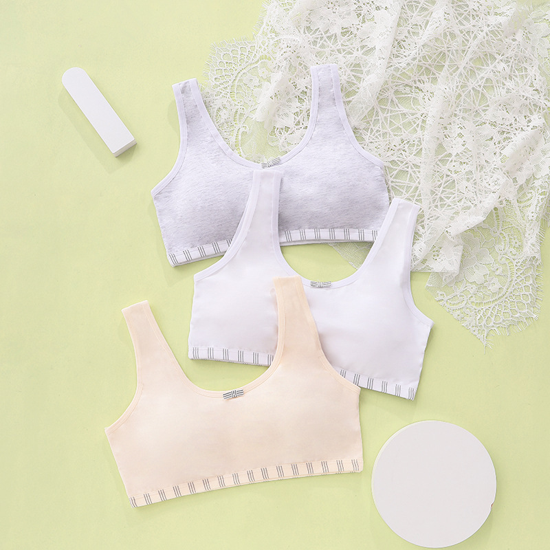 Girls' vest underwear new non-underwire growth period fixed cotton pads to prevent naked student girls bra details Picture