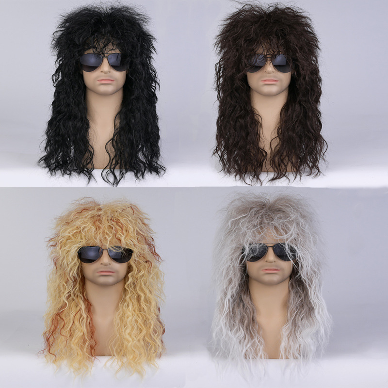Foreign trade beggar wig long curly hair stage Halloween bestseller Men's fluffy hairstyle, beggar madman full head cover