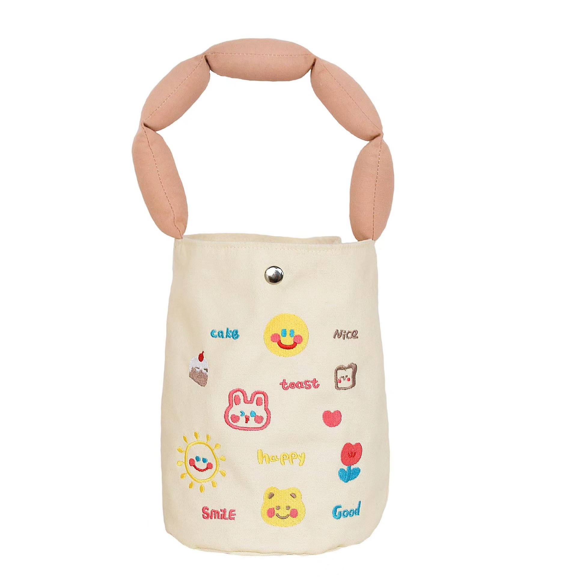 2022 New original embroidered handbag, canvas bag, female student lunch box bag, school and work handbag, small cloth bag Item Picture