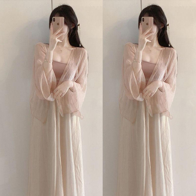 Petite, high-end summer dress, gentle style, three-piece set, new Chinese-style women's clothing, milk and glutinous style, salt-free, two pieces, free shipping