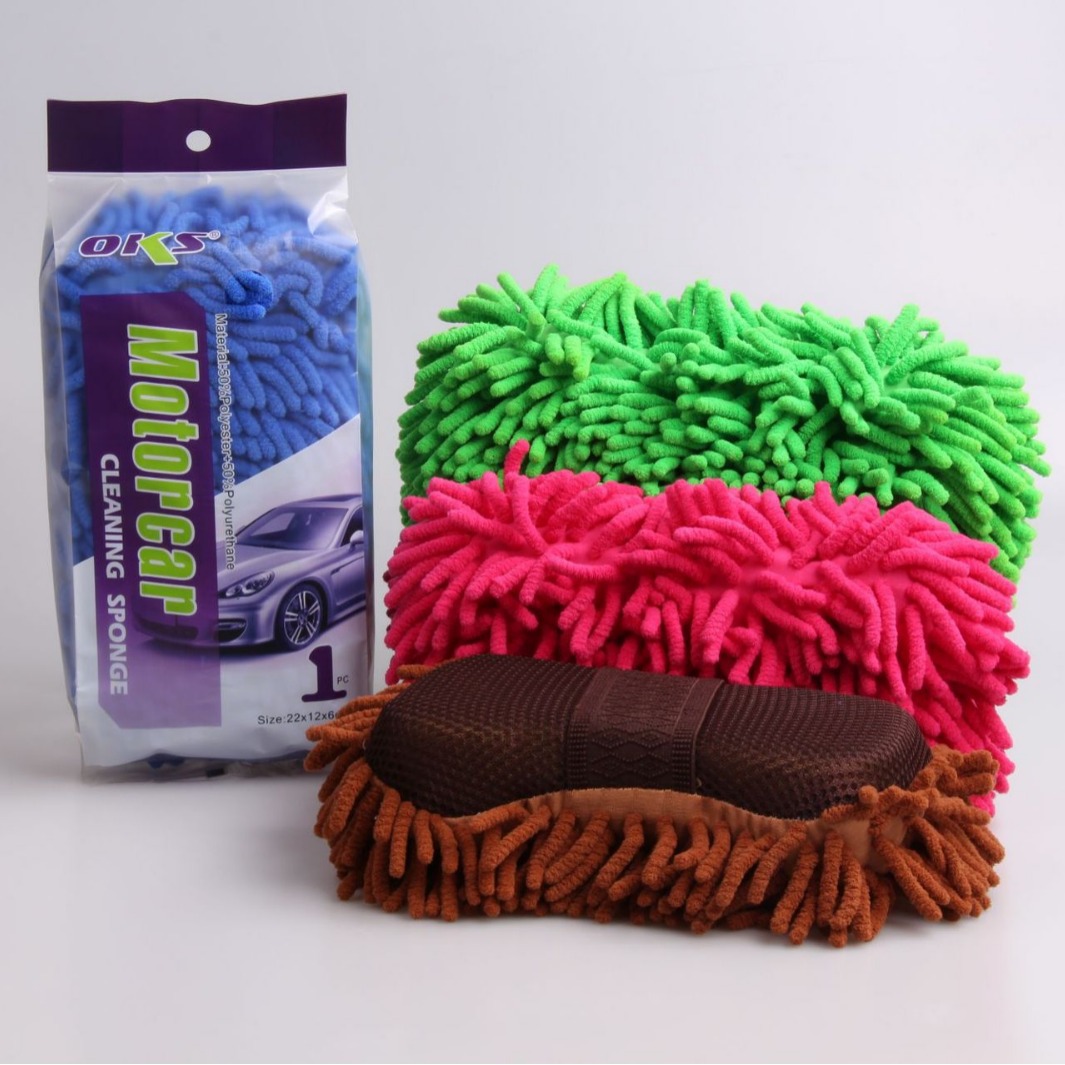 洗车手套 蓝色双面雪尼尔车用清洗手套 厨房卫浴擦车布纤维OKS