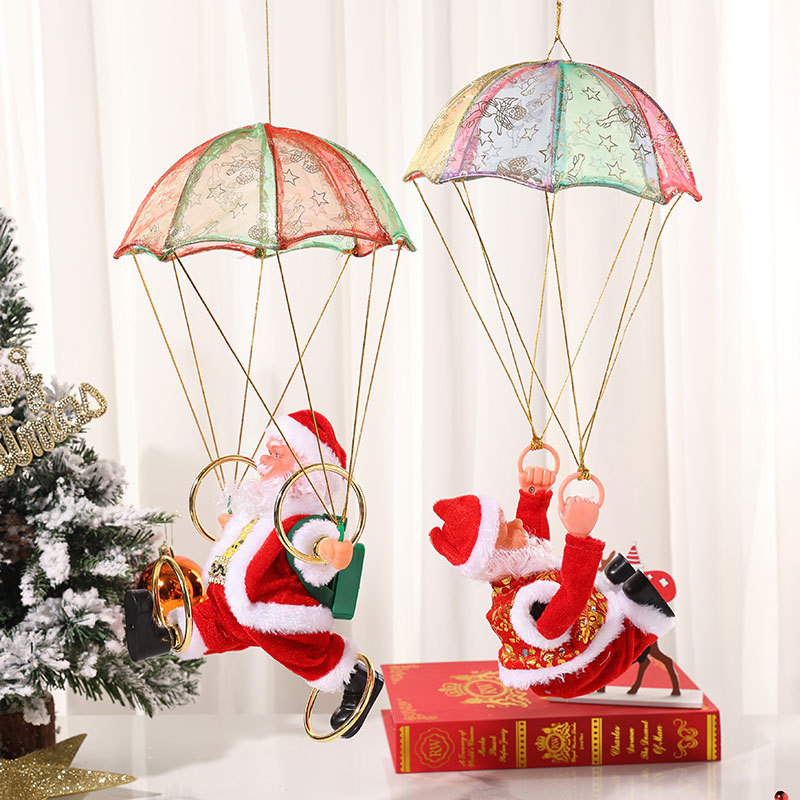 Creative Ceiling Hanging Electric Music Parachute Santa Somersault Dance Christmas Decorations Gifts Specification drawing