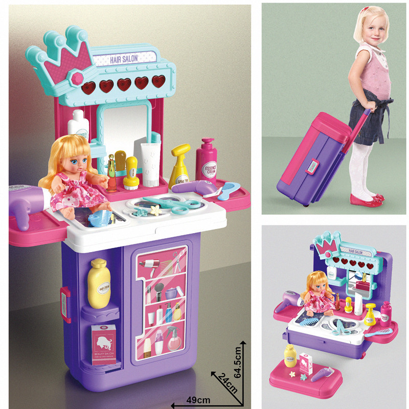 Children's simulation 4-in-1 role-playing box, kitchen cooking, grooming, supermarket checkout counter, interactive doctor toys Application Scenario