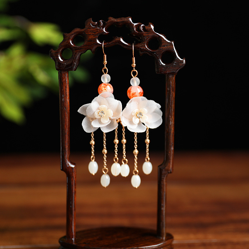 Hanfu hairpin and earring set, imperial women's ancient-style step crank wholesale, tassel super fairy, updo, ancient-style hairpin and headwear, national trend series Specification image