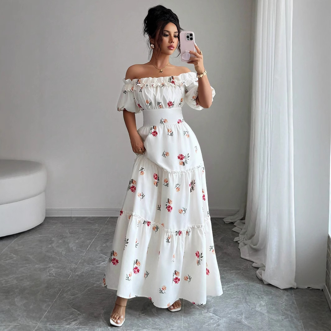 French romantic and gentle style, off-the-shoulder slimming, concealing flaws, elegant and fashionable, commuting, casual, comfortable, charming and retro Item Picture