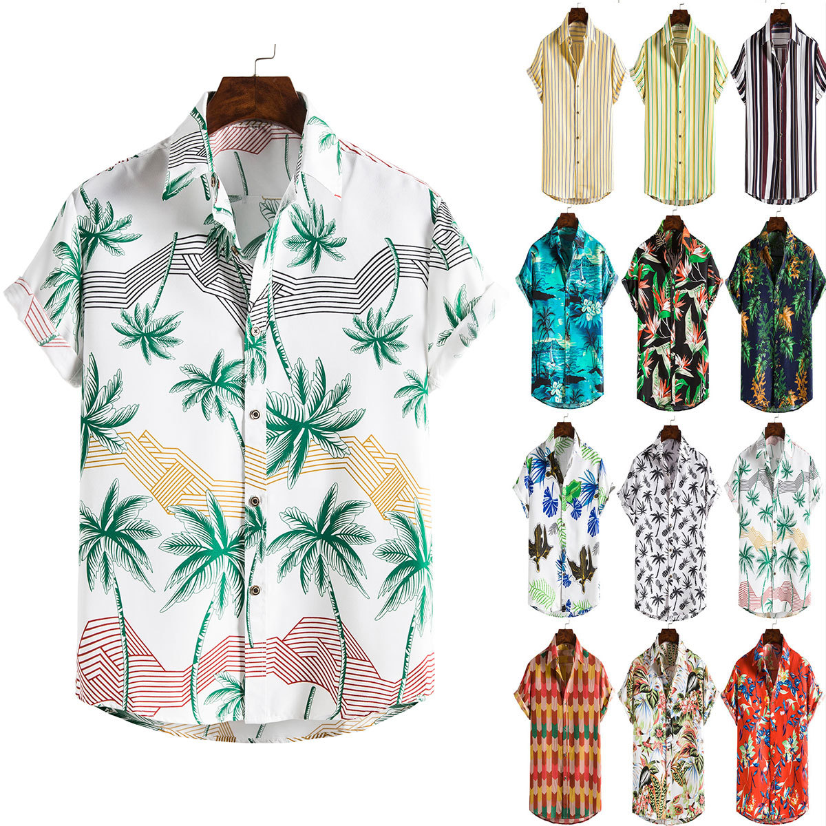 New 2023 Spring/Summer men's beach shirts, Hawaiian short-sleeved floral shirts for men, cross-border e-commerce supply Application Scenario