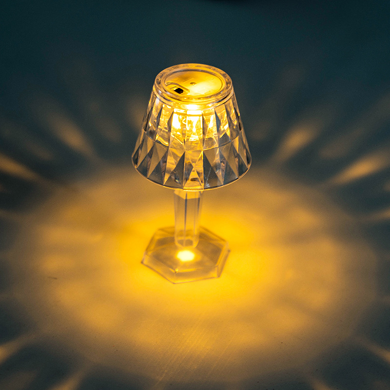 Cross-border crystal diamond table lamp, led transparent acrylic creative night light, simple internet-famous atmosphere light, bedside lamp, acrylic transparent night light, mini night light details Picture