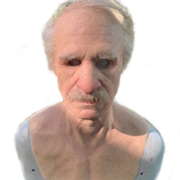 Amazon cross-border independent station old man old woman face wig old man mask head set Halloween accessories
