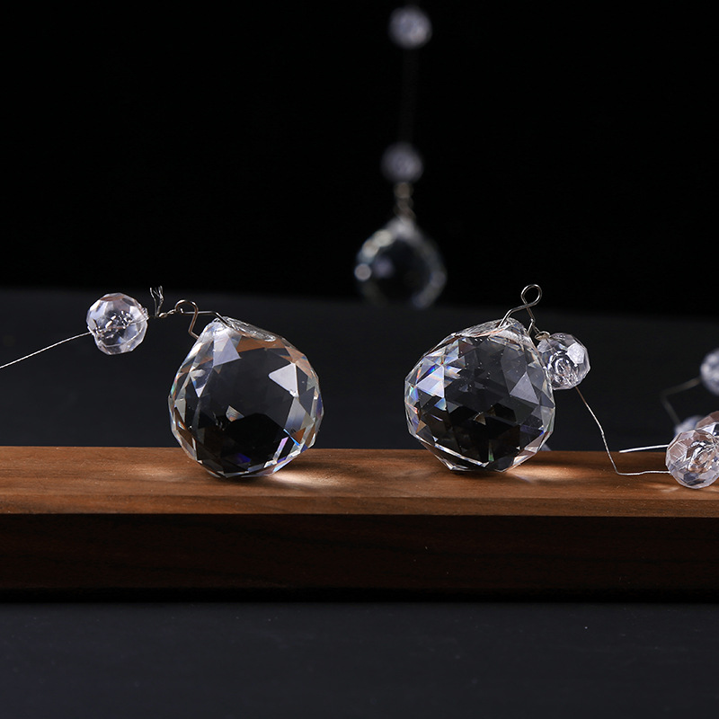 Wedding acrylic crystal pineapple connected bead door curtain, door curtain cut surface bead string, home wedding ceiling decoration bead string details Picture